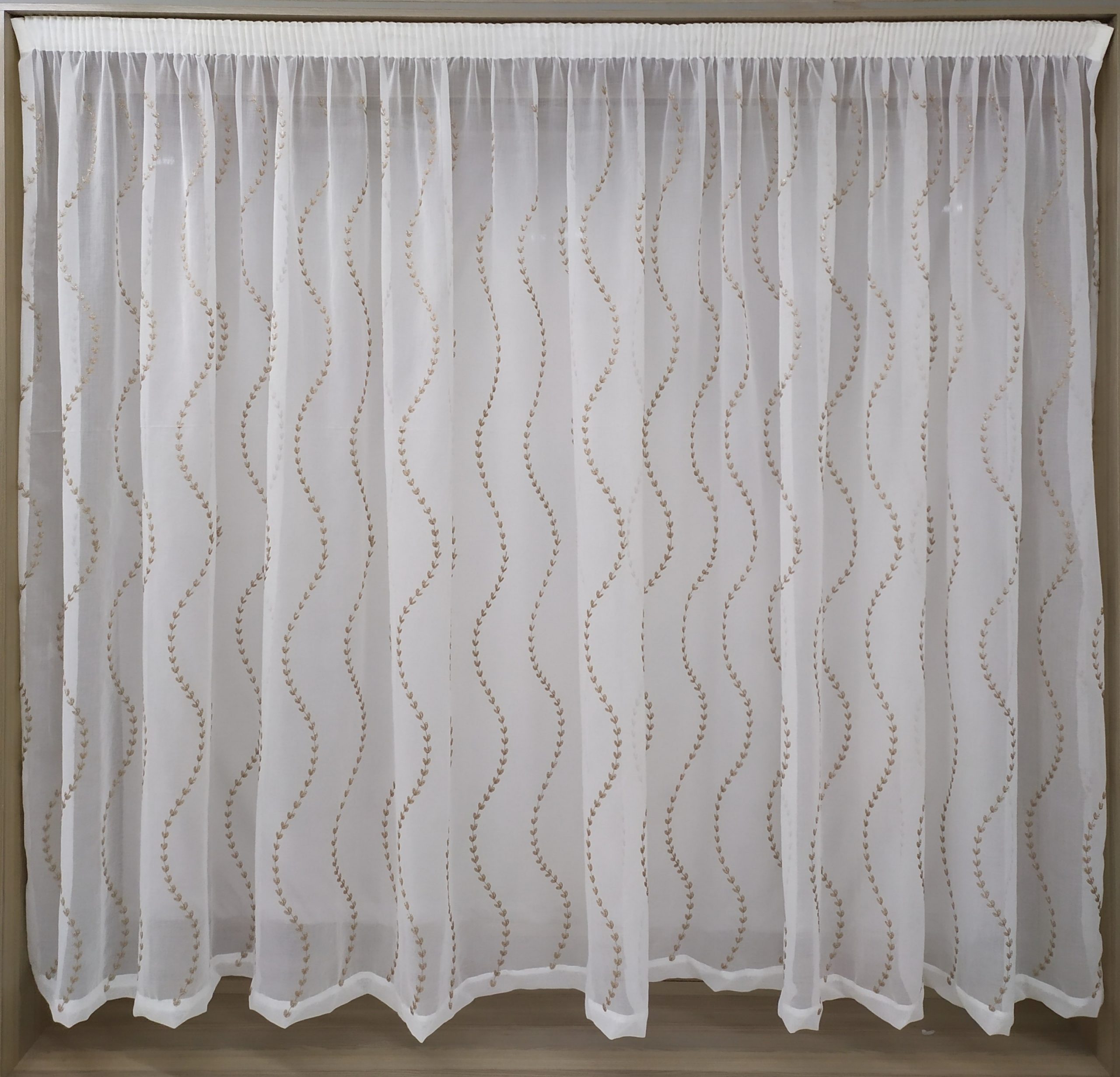 Embroidered Linen Voile 1849 Fawn Voil Centre