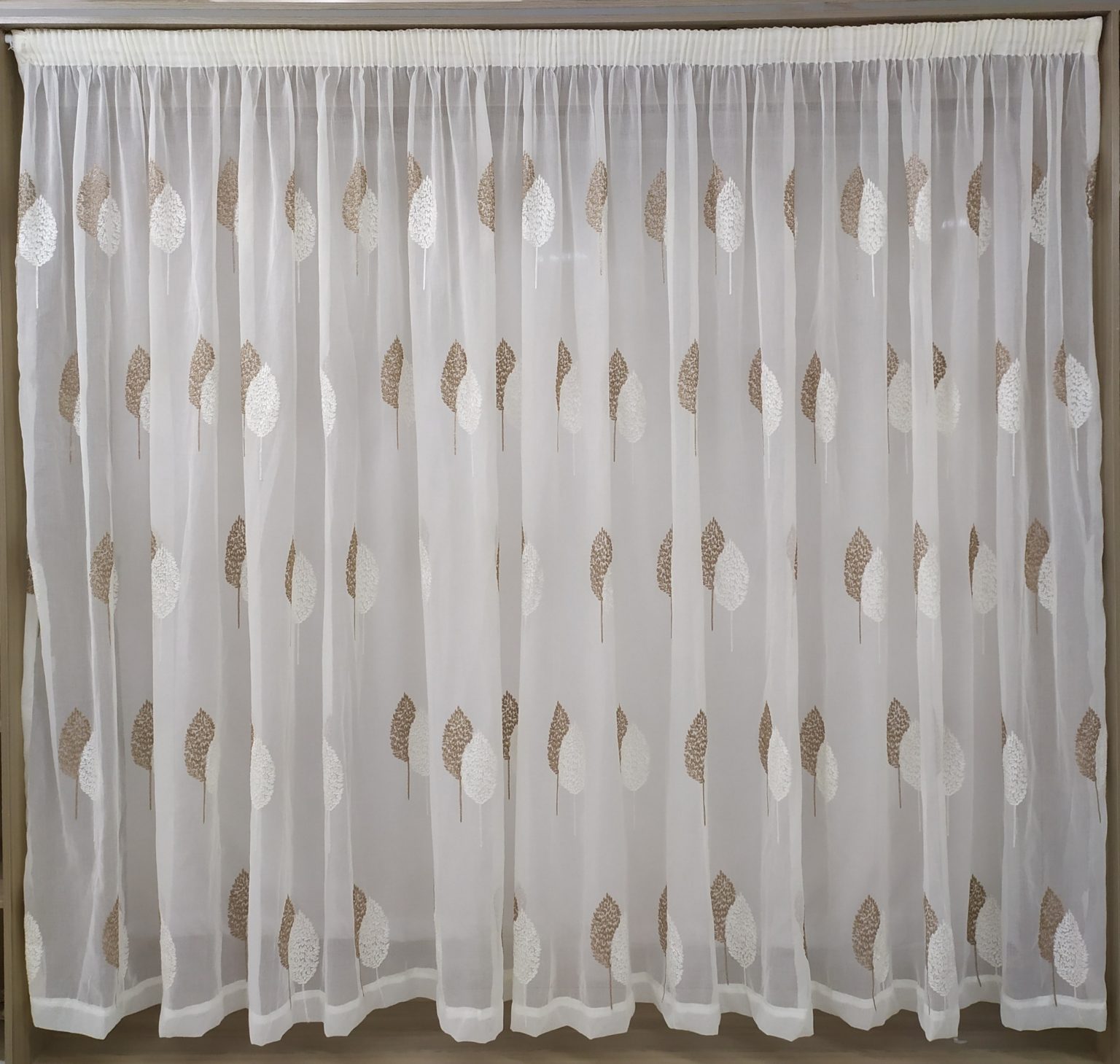 Embroidered Linen Voile 1898 Fawn Voil Centre