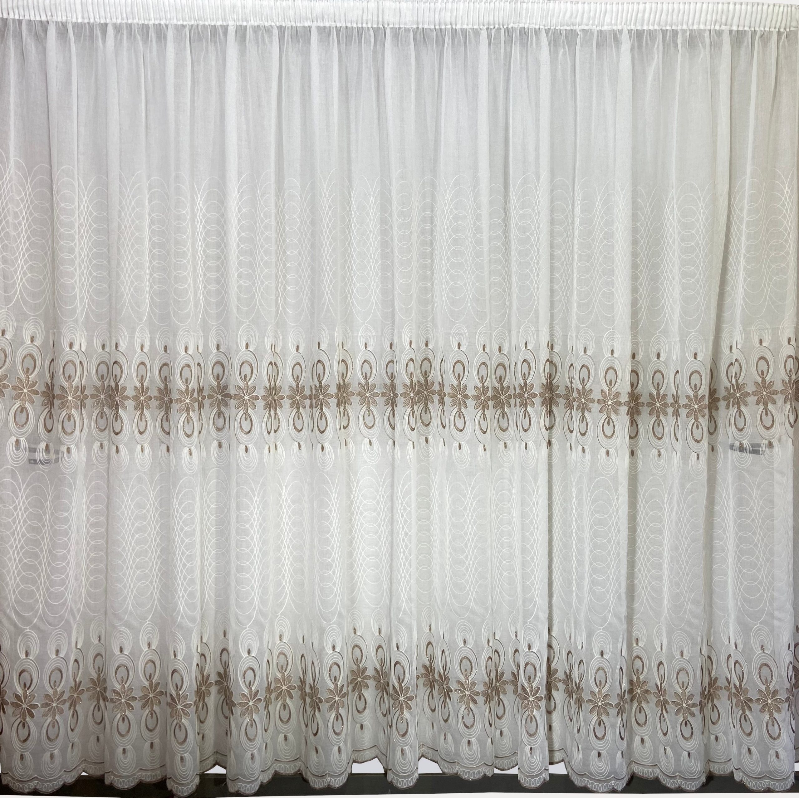 Embroidered Linen Voile 20388 Fawn Voil Centre