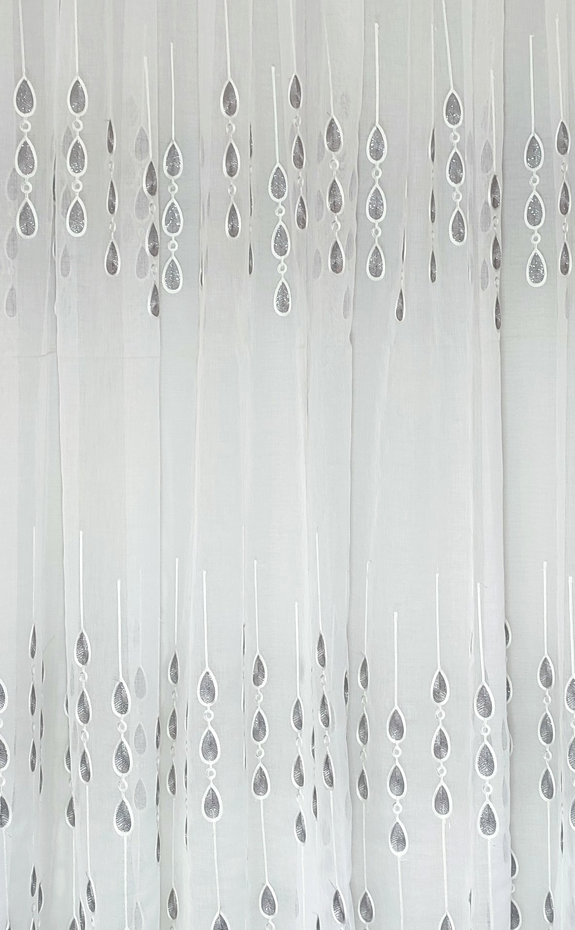 Embroidered Linen Voile 1918 Grey Tear Drop Voil Centre