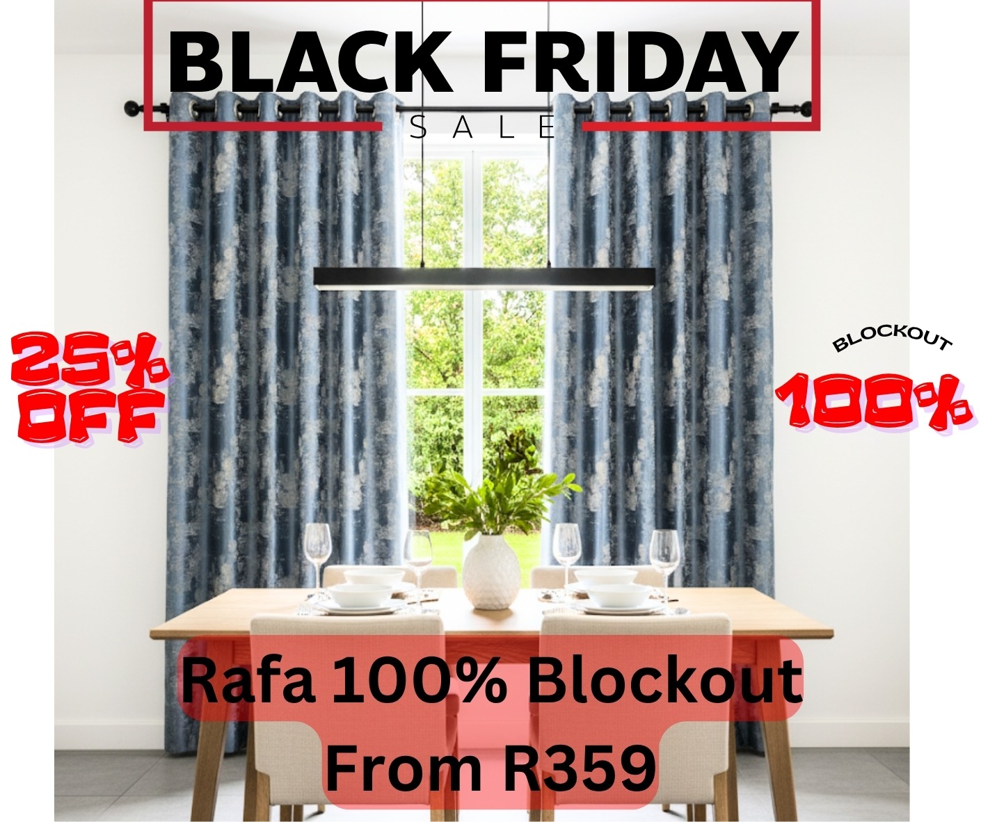 RAFA Printed Marble Design BlackOut Curtains - 100% Block Out Smooth Glide Eyelet Rings