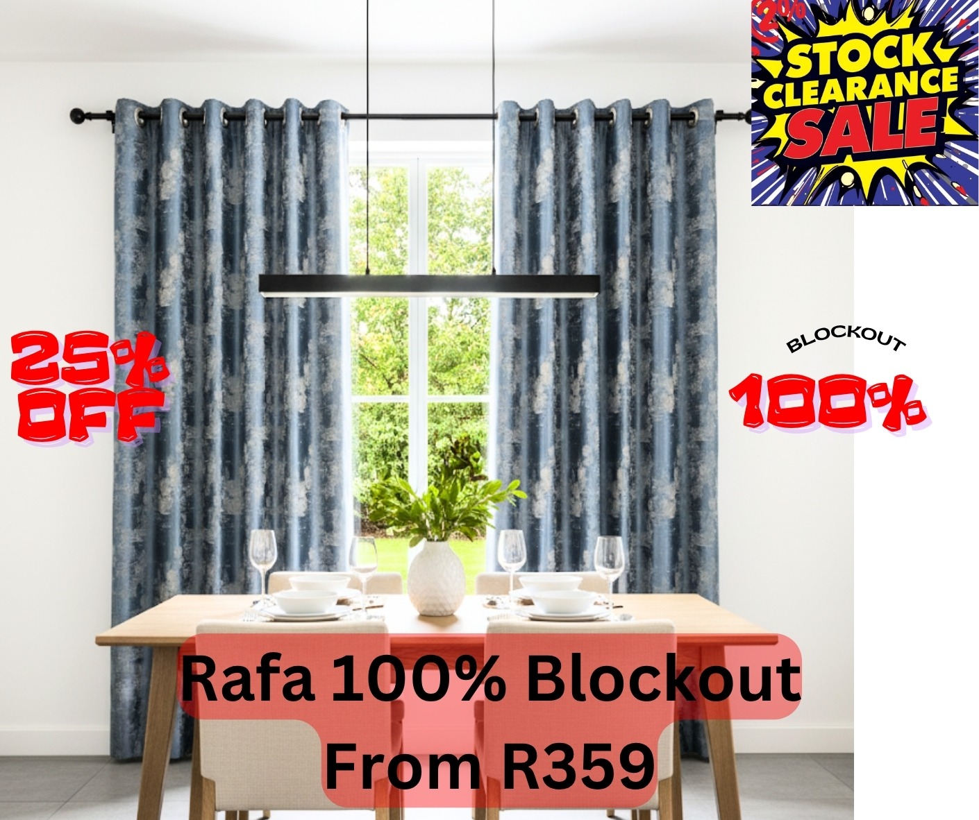 RAFA Printed Marble Design BlackOut Curtains - 100% Block Out Smooth Glide Eyelet Rings