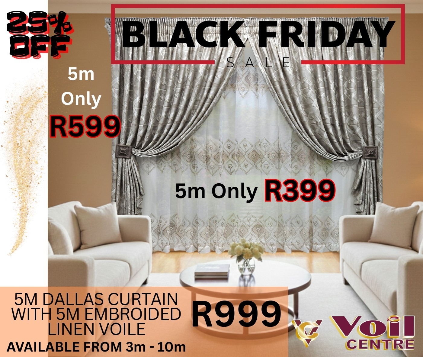 Dallas Quality Woven - Double Tape / Embroidered Linen Voile 19115