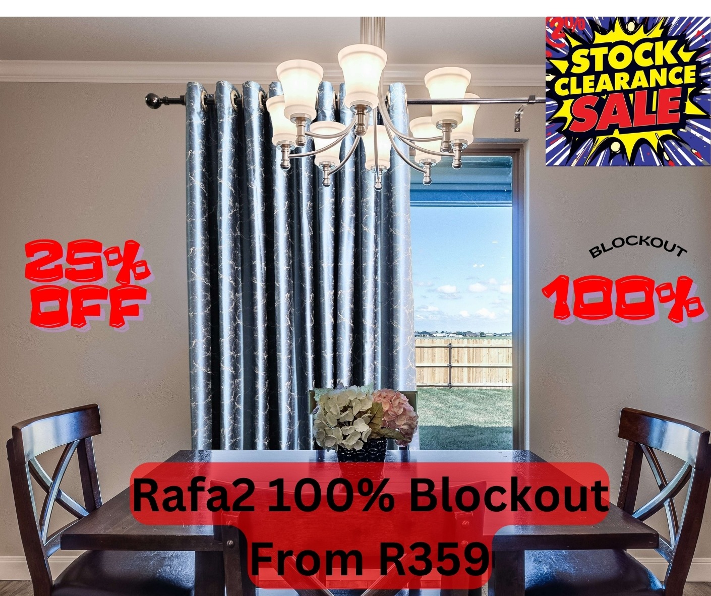 RAFA2 Printed Marble Design BlackOut Curtains - 100% Block Out Smooth Glide Eyelet Rings