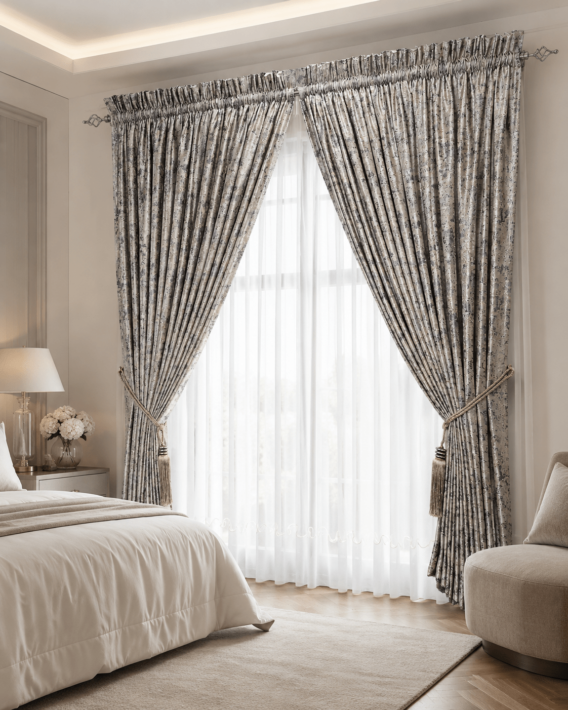 Autumn Bamboo Pocket(Rod) Curtain - optional Cornelly Voile Pocket(Rod)