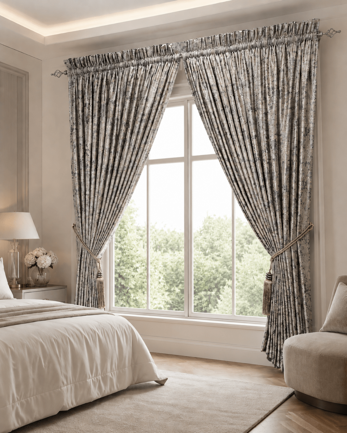 Combo - Autumn Bamboo Pocket(Rod) Curtain + Extender Single Rod